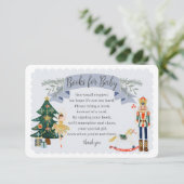 blauwe notenkraker boeken voor baby uitnodiging in informatiekaartje (Staand voorkant)