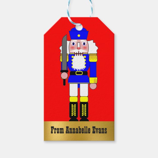 Blauwe Notenkraker gepersonaliseerd Cadeaulabel (Voorkant)