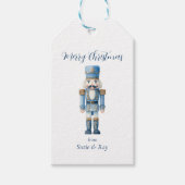 Blauwe Notenkraker Kerstmis Cadeaulabel (Voorkant)