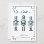 Blauwe Notenkraker Kerstmis Feestdagenkaart (Voorkant)