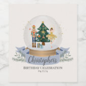 Blauwe Notenkraker Kerstmis Verjaardagsfeest Wijn Etiket (Enkel label)