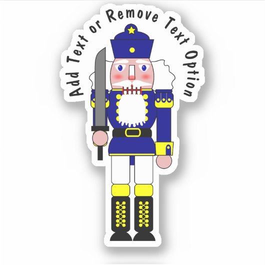 Blauwe Notenkraker Soldaat Kerstmis Sticker (Voorkant)