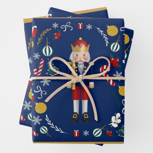 Blauwe Notenkraker Verpakkingsdocument Vlakke Blad Inpakpapier Vel (In situ)