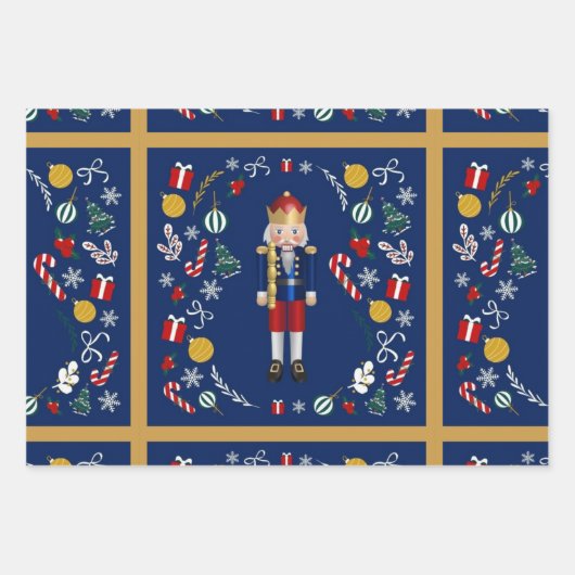 Blauwe Notenkraker Verpakkingsdocument Vlakke Blad Inpakpapier Vel (Voorkant)