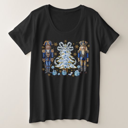 Blauwe notenkrakers en kerstboom T-shirt (Design voorkant)