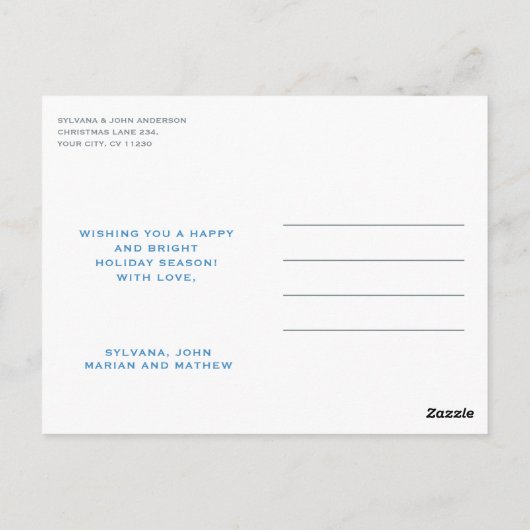 BLAUWE NOTENKRAKERS KERST BRIEFKAART (Achterkant)