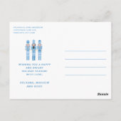 BLAUWE NOTENKRAKERS MET FOTO KERSTBERICHTEN BRIEFKAART (Achterkant)