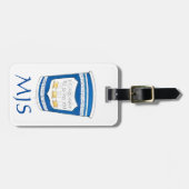 Blauwe NYC Griekse Diner Deli Coffee Cup Monogram Bagagelabel (Voorkant horizontaal)