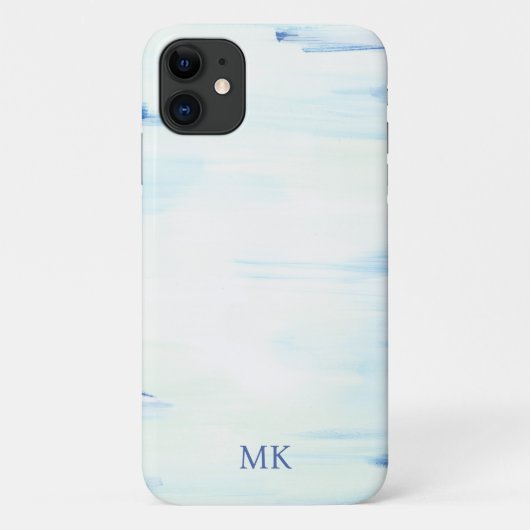 Blauwe Oceaan Abstracte Kunst Aangepaste Monogram  Case-Mate iPhone Case (Achterkant)