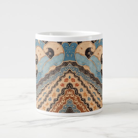 Blauwe Oceaan Batik Speciale Mok (Voorkant)