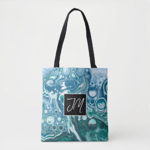 Blauwe oceaan blauïde kunst tote bag
