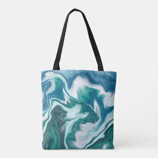 Blauwe oceaan blauïde kunst tote bag (Achterkant)