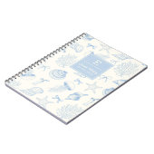 Blauwe  Oceaan bogen Monogrammed girly Notitieboek (Linkerzijde)