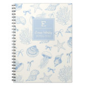 Blauwe  Oceaan bogen Monogrammed girly Notitieboek (Voorkant)