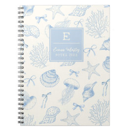 Blauwe  Oceaan bogen Monogrammed girly Notitieboek
