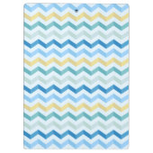 Blauwe Oceaan Chevron Stripes w/ Round Monogram Klembord (Achterkant)