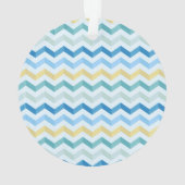 Blauwe Oceaan Chevron Stripes w/ Round Monogram Ornament (achterkant)