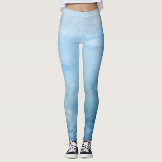blauwe oceaan eenvoudig schattig sprankelen modern leggings (Voorkant)