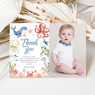 Blauwe Oceaan Foto Baby Shower Bedankkaartjes