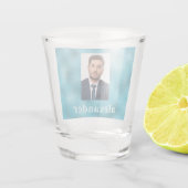 Blauwe oceaan fotonaam shot glas (Achterkant)