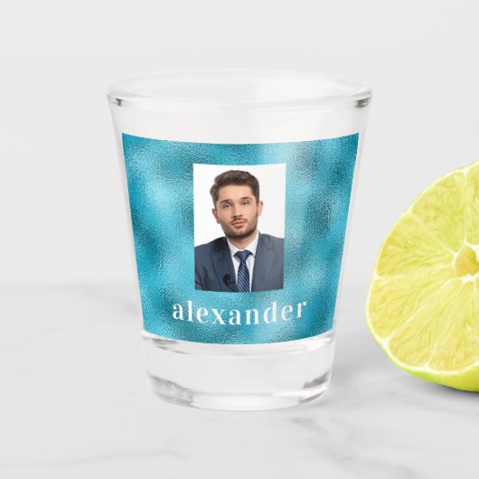 Blauwe oceaan fotonaam shot glas (Voorkant)