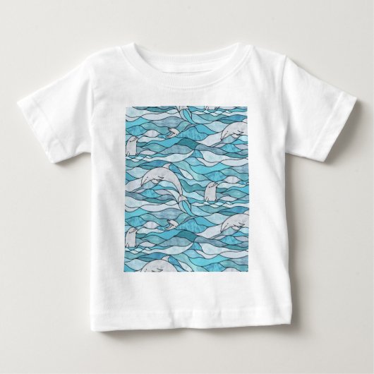 Blauwe Oceaan Glas-in-Lood Dolfijnen (Voorkant)