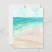 Blauwe oceaan golf strand kokosnoot boom Uitnodigi Kaart (Achterkant)