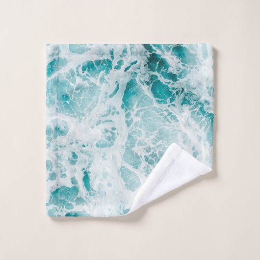Blauwe Oceaan golven Bad Handdoek (Wasdoekje)