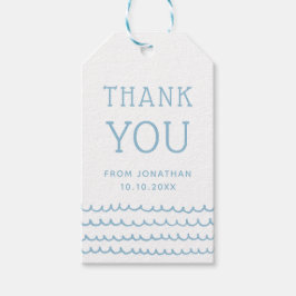 Blauwe Oceaan Golven | Bedankt voor de verjaardag  Cadeaulabel