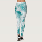 Blauwe Oceaan Golven Leggings (Achterkant)