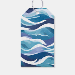 Blauwe Oceaan Golven | Modern Minimalistisch Aquar Cadeaulabel