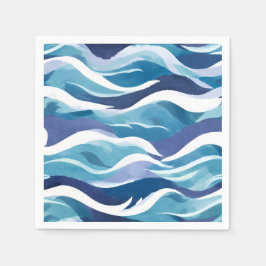 Blauwe Oceaan Golven | Modern Minimalistisch Aquar Servet