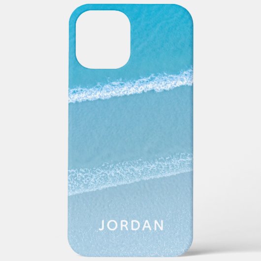 Blauwe Oceaan Golven Monogram Casemate iPhone Hoes (Achterkant)