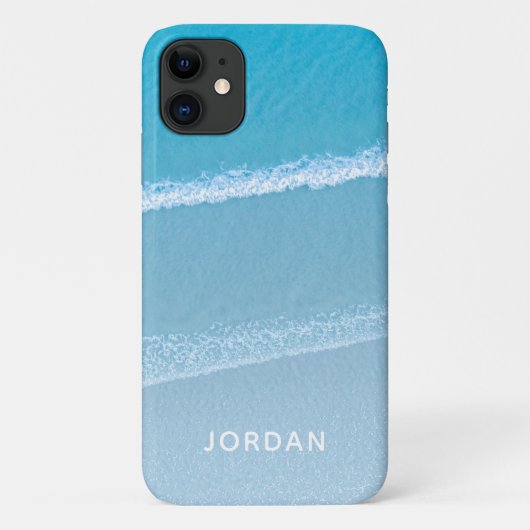 Blauwe Oceaan Golven Monogram Casemate iPhone Hoes (Achterkant)