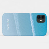 Blauwe Oceaan Golven Monogram Casemate iPhone Hoes (Achterkant (horizontaal))