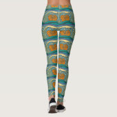Blauwe Oceaan Golven Nautilus Schelp Patroon Nouve Leggings (Achterkant)