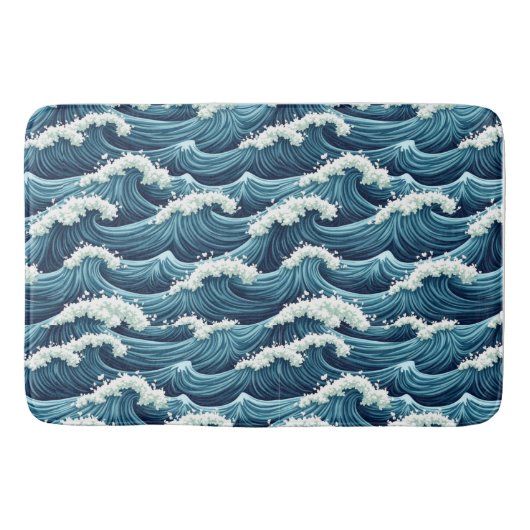 Blauwe Oceaan golven patroon Badmat (Voorkant)