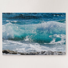 Blauwe oceaan golven & rotsen, Vs 2 Legpuzzel