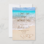 Blauwe Oceaan Golven Tropisch Strand Bruidsmeisje Kaart (Voorkant)