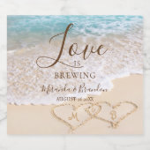 Blauwe oceaan golven tropische strand bruiloft bier etiket (Enkel label)