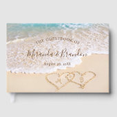 Blauwe oceaan golven tropische strand bruiloft gastenboek (Voorkant)