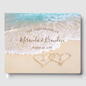 Blauwe oceaan golven tropische strand bruiloft gastenboek (Voorkant)