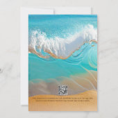 Blauwe oceaan golven tropische strand bruiloft kaart (Achterkant)
