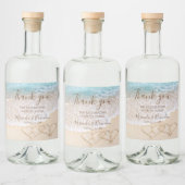 Blauwe oceaan golven tropische strand bruiloft likeurfles etiket (Flessen)