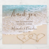 Blauwe oceaan golven tropische strand bruiloft likeurfles etiket (Enkel label)