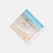 Blauwe oceaan golven tropische strand bruiloft servet (Hoek)