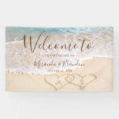 Blauwe oceaan golven tropische strand bruiloft spandoek (Horizontaal)