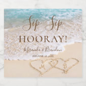 Blauwe oceaan golven tropische strand bruiloft sparkling wijnetiket (Enkel label)