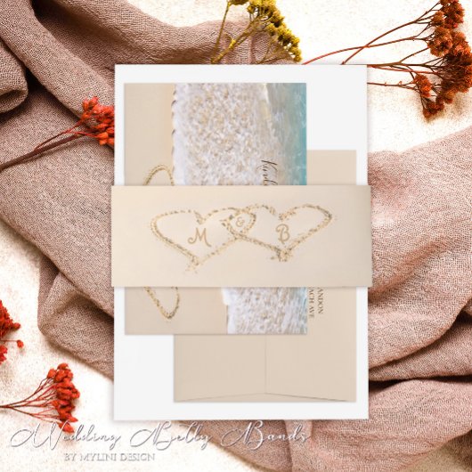 Blauwe oceaan golven tropische strand bruiloft uitnodigingen wikkel