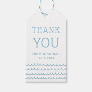 Blauwe Oceaan Golven   Verjaardag Bedankt Baby of  Cadeaulabel